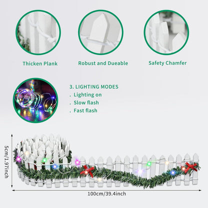 Miniatur Holzzaun mit LED-Licht Weihnachtsdeko 100x5cm