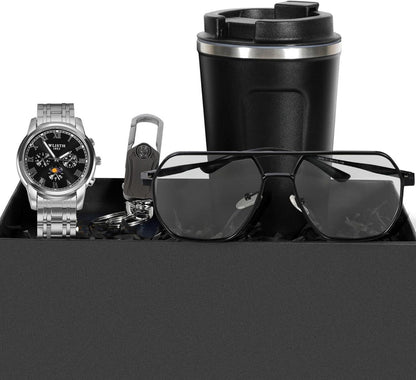 Geschenkset Herren Armbanduhr Schlüsselanhänger Sonnenbrille Blau