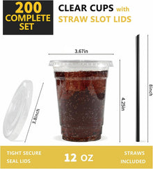 350ml Plastikbecher mit Deckel, transparent, 200 Stück