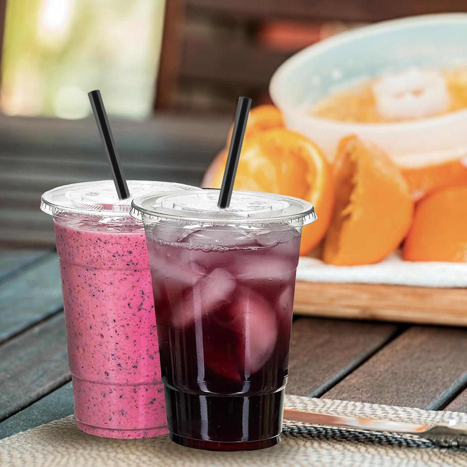 350ml Plastikbecher mit Deckel für Eiskaffee, Milkshakes, Partys (200