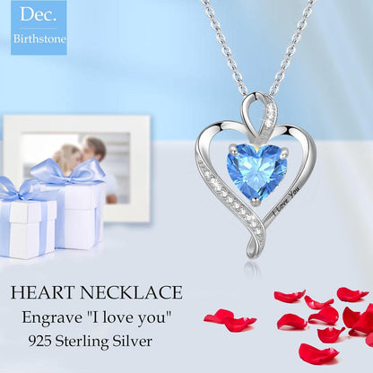 Herz Kette Damen Silber 925 I Love You Halskette Personalisiert