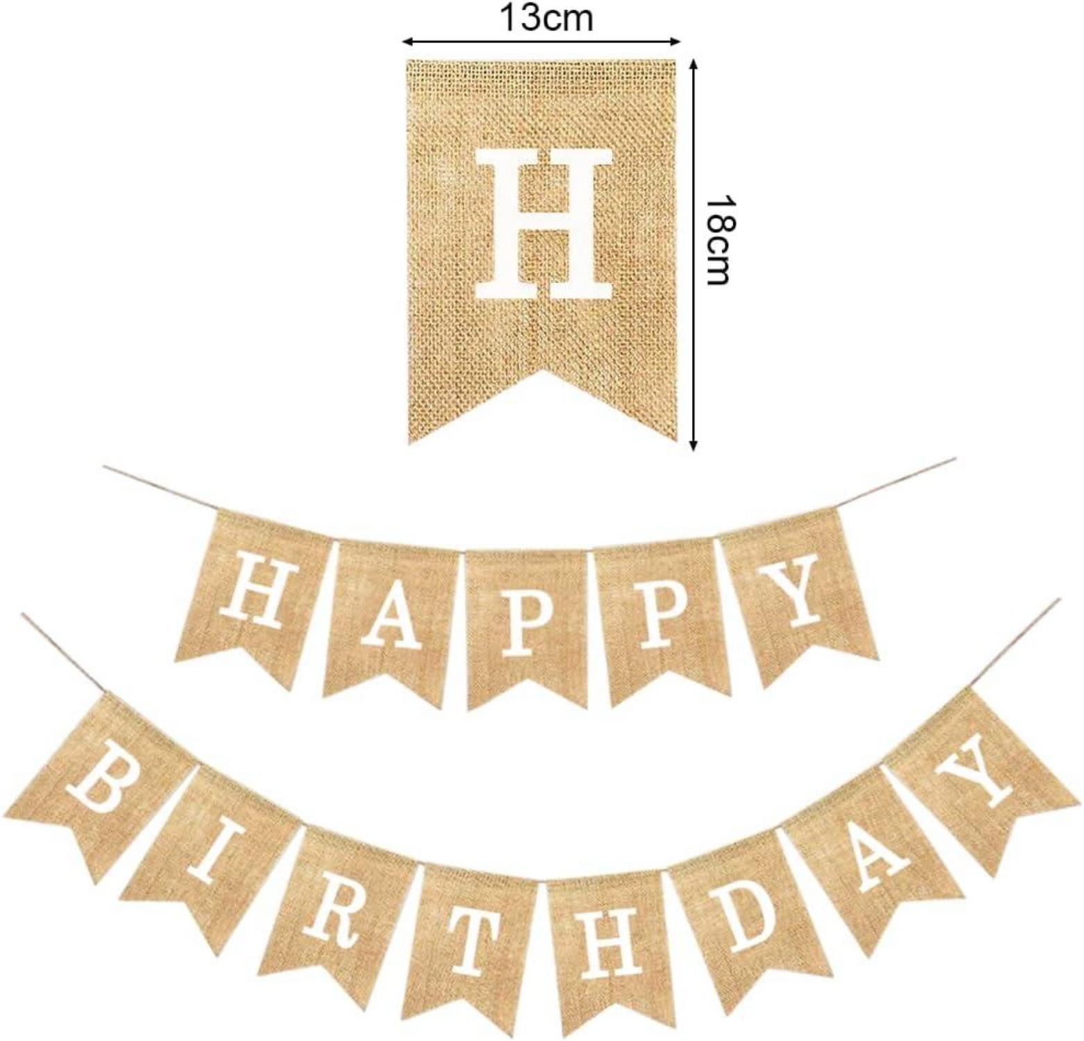 Happy Birthday Vintage Sackleinen Wimpelkette Party