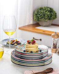 Bohemian Style Porzellan Speiseteller Set 27 cm 6 Stück Buntes Keramik Dessertteller