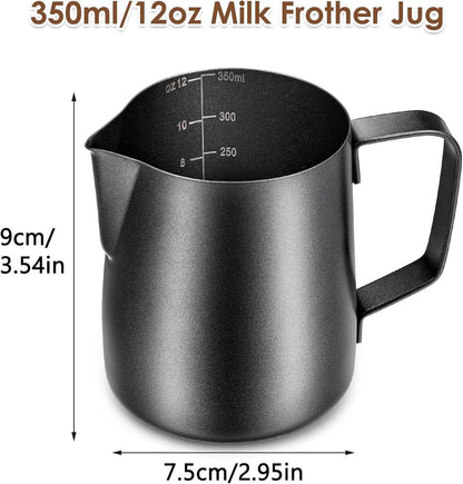 Milchkännchen Edelstahl 350ml Milk Pitcher für Cappuccino