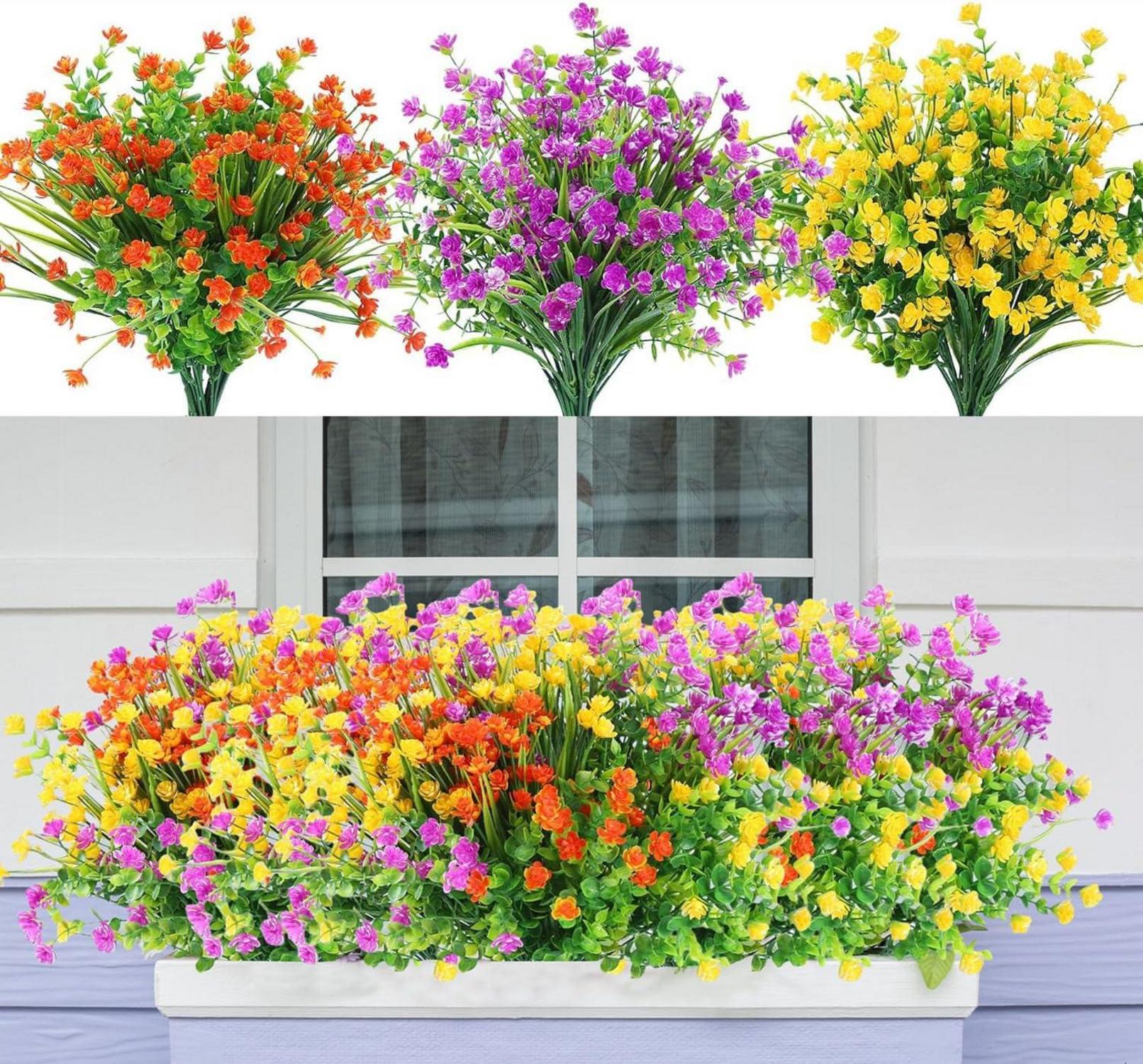 12er Set UV-beständige künstliche Blumen für Balkon & Garten