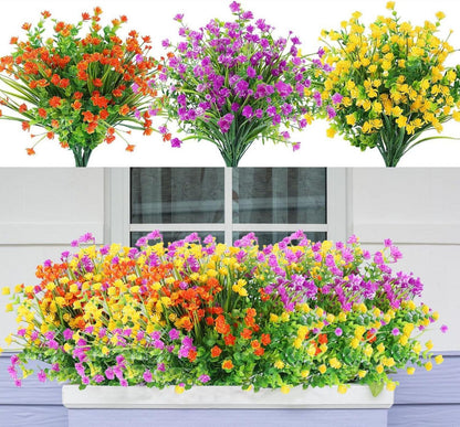 12er Set UV-beständige künstliche Blumen für Balkon & Garten