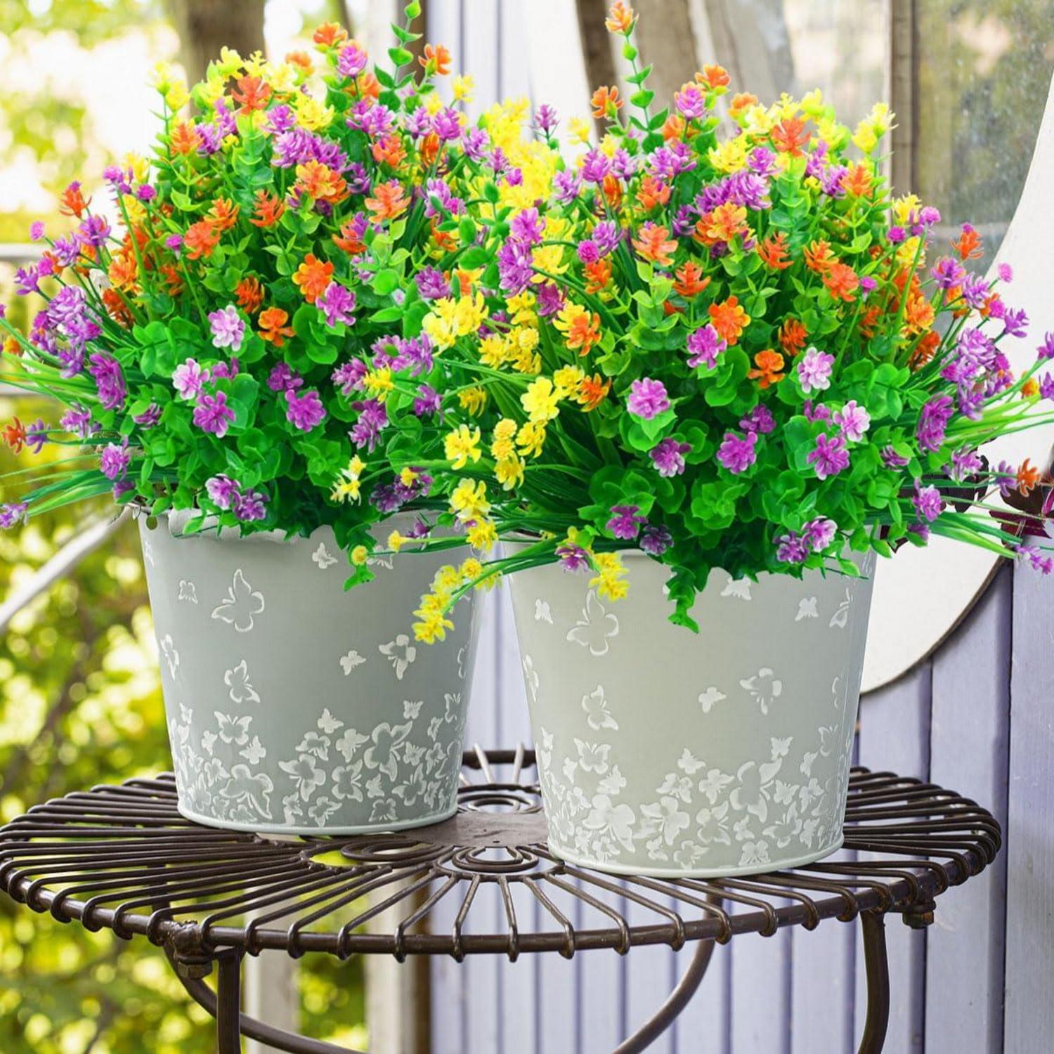 12er Set UV-beständige künstliche Blumen für Balkon & Garten