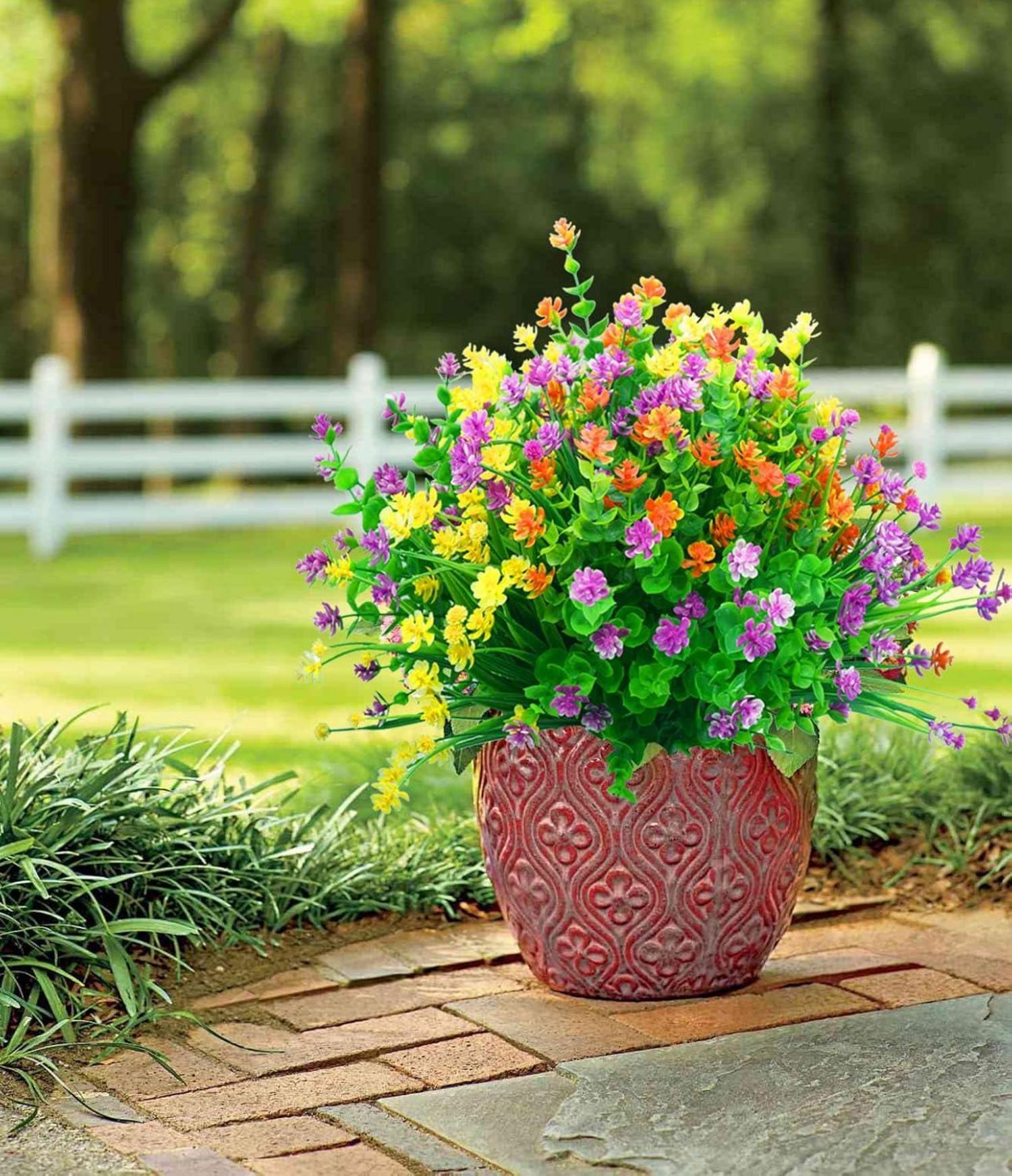 Künstliche Blumen Balkon 12 Bündel UV Beständig Deko 35 cm