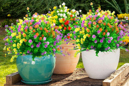 Künstliche Blumen Balkon 12 Bündel UV Beständig Außen Innen