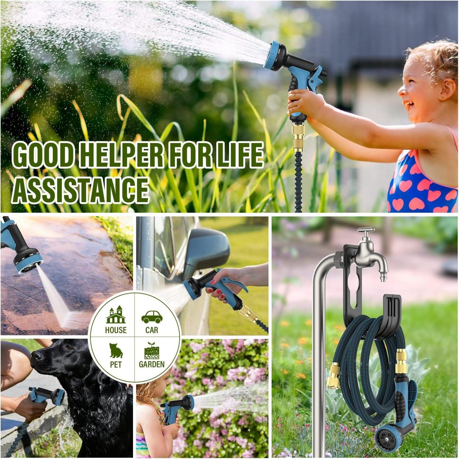 15M Flexibler Gartenschlauch 10-Funktions-Düse Aufhänger Gartenschlauch