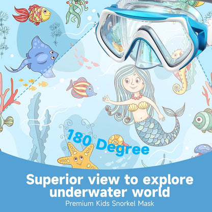 Kinder Taucherbrille Schwimmbrille Schnorchelmaske 180° Panorama HD Anti-Nebel