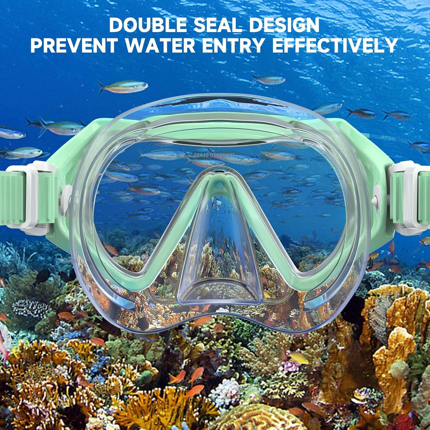 Findway Taucherbrille Kinder Schwimmbrille Schnorchelmaske 180°Panorama HD Anti Nebel 4-16 Jahre
