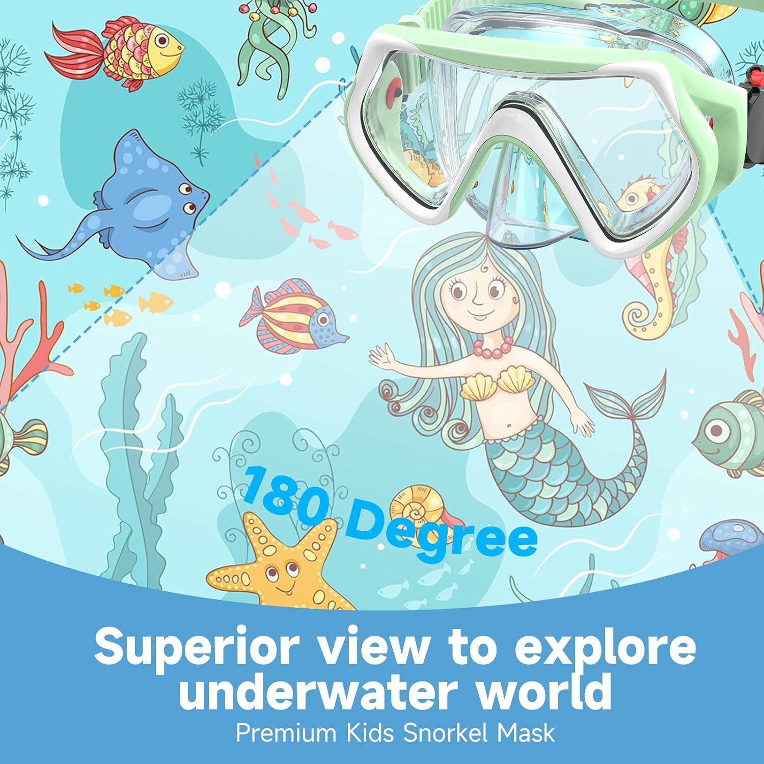 Kinder Taucherbrille Schwimmbrille Schnorchelmaske 180° HD Anti-Leck 4-16