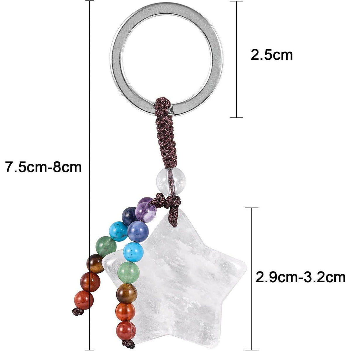 Kristall Stern Schlüsselanhänger mit 7 Chakra Steinen