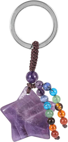 Kristall Sterne Schlüsselanhänger 7 Chakra Stein Pentagramm