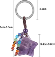 Kristall Stern Schlüsselanhänger 7 Chakra Stein Pentagramm