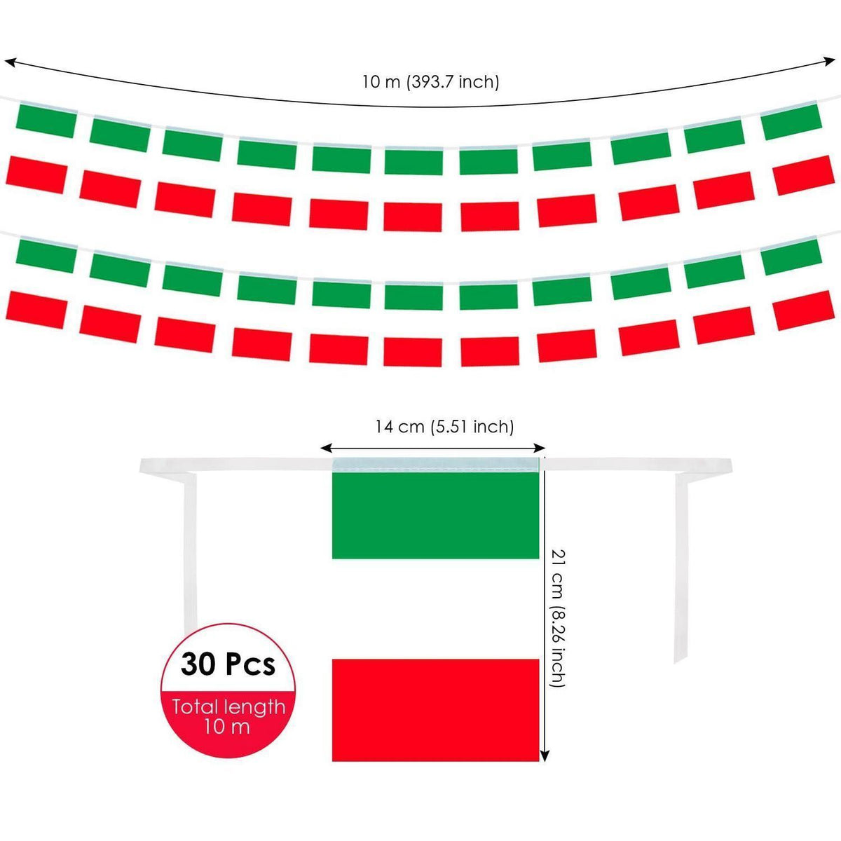 Italienische Wimpelkette 30 Flaggen – Party, WM, EM Deko