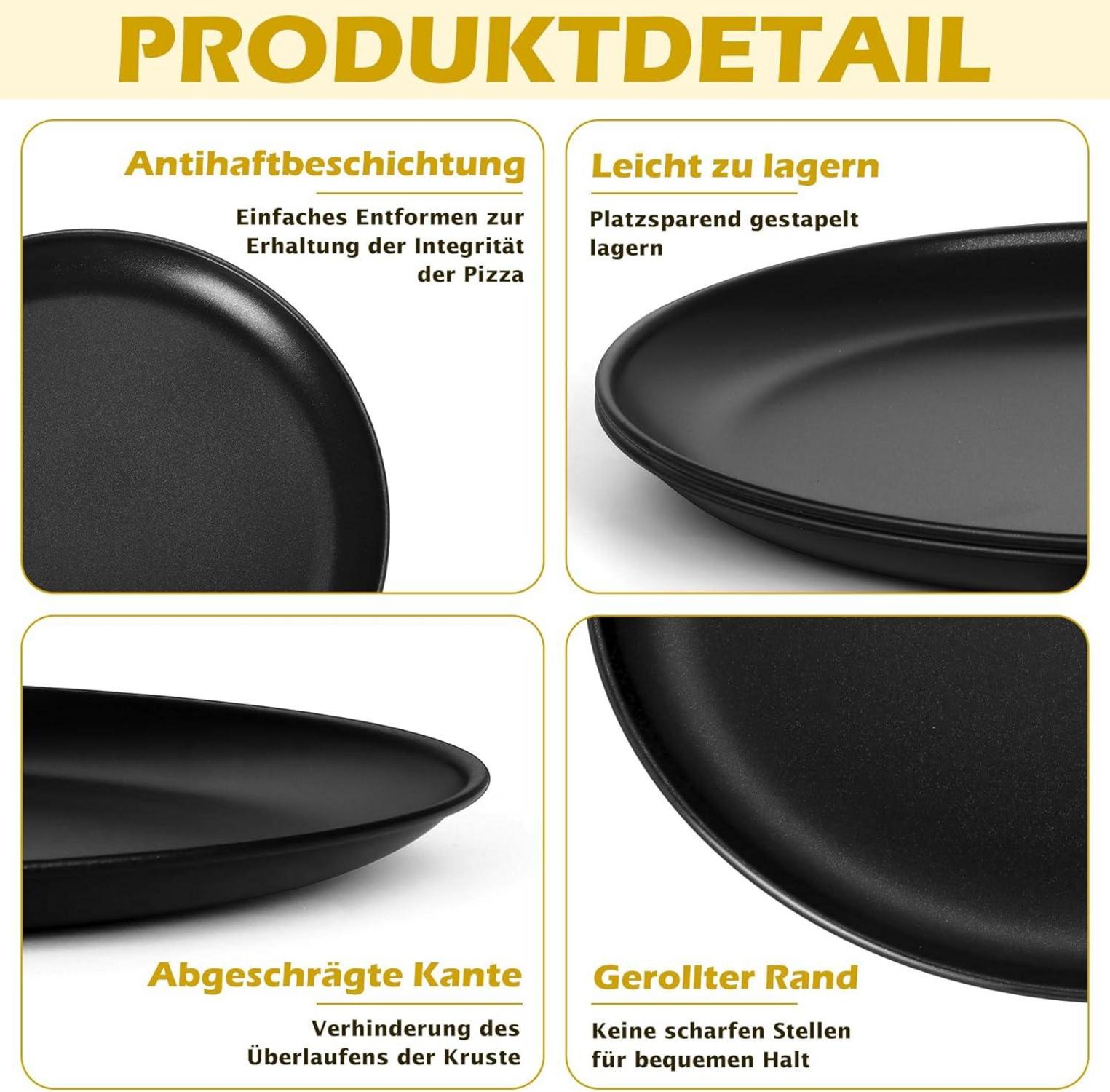 Onader Pizzablech 26cm 2er Set Edelstahl Antihaft Rundform
