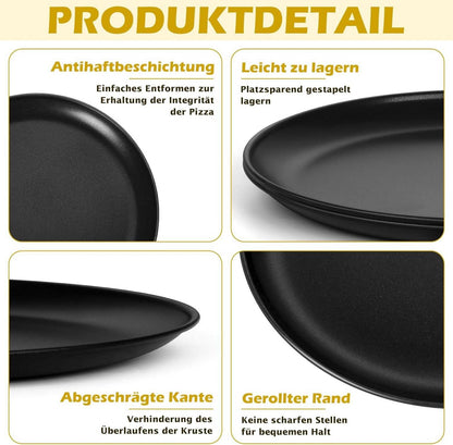 Onader Pizzablech 26cm 2er Set Edelstahl Antihaft Rundform