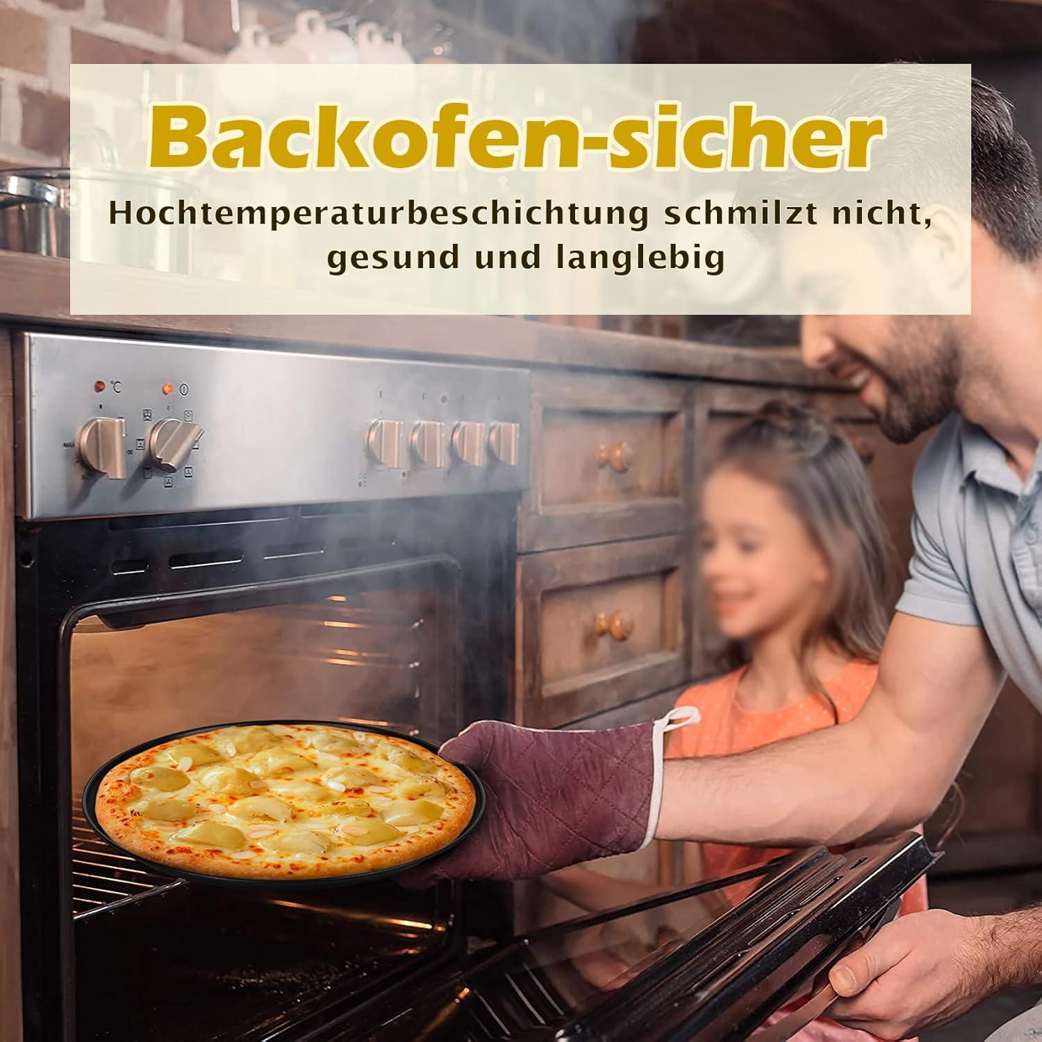 Pizzablech 2er Set Edelstahl Rund Antihaft 26cm Backblech Servieren