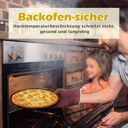 Pizzablech 2er Set Edelstahl Rund Antihaft 26cm Backblech Servieren