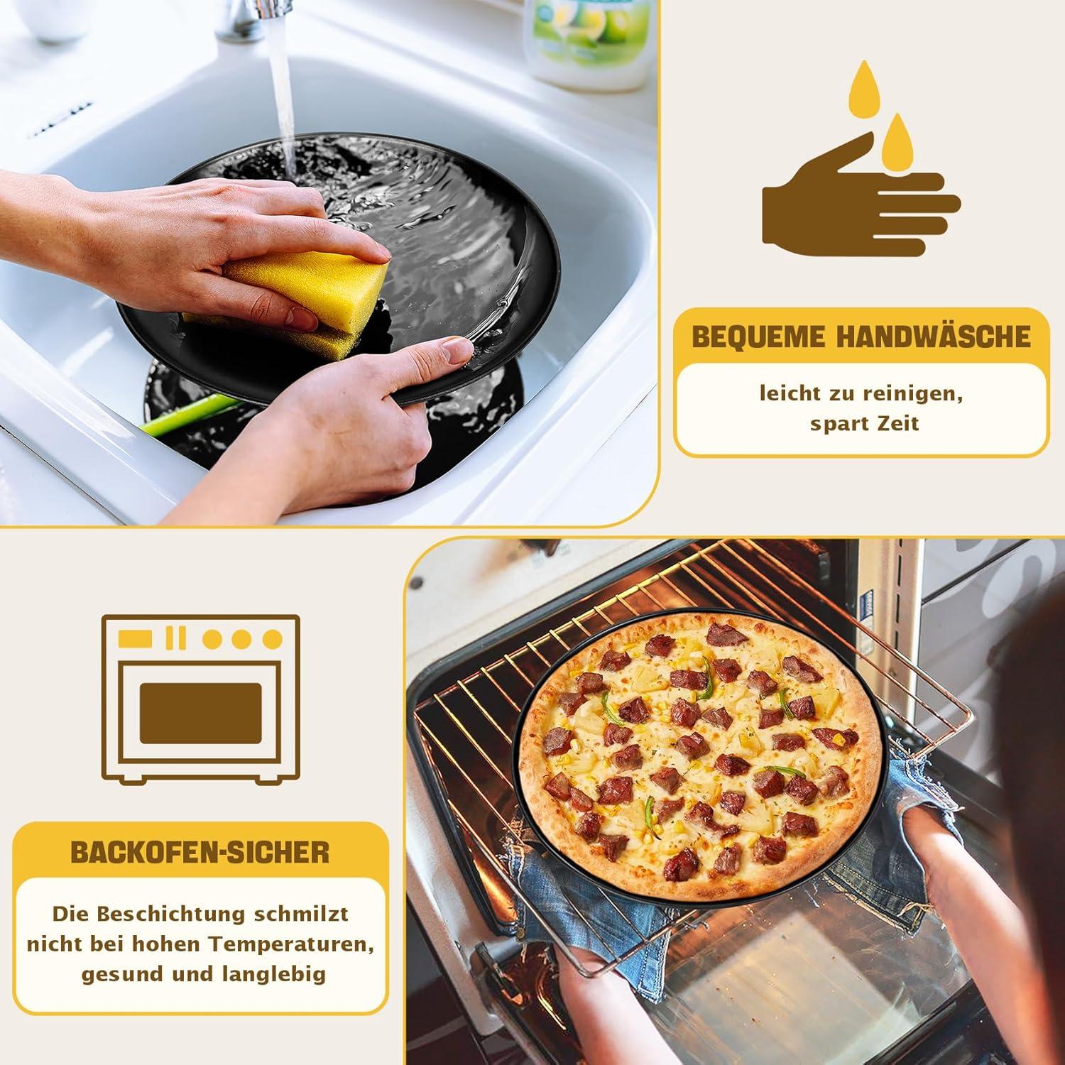 Onader Pizzablech Set Edelstahl Rund Antihaft 30cm Backblech