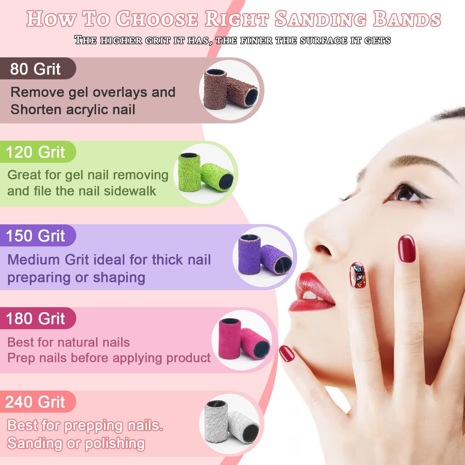 300 Stück Nagelfräser Schleifhülsen Schleifkappen 80/120/150/180/240