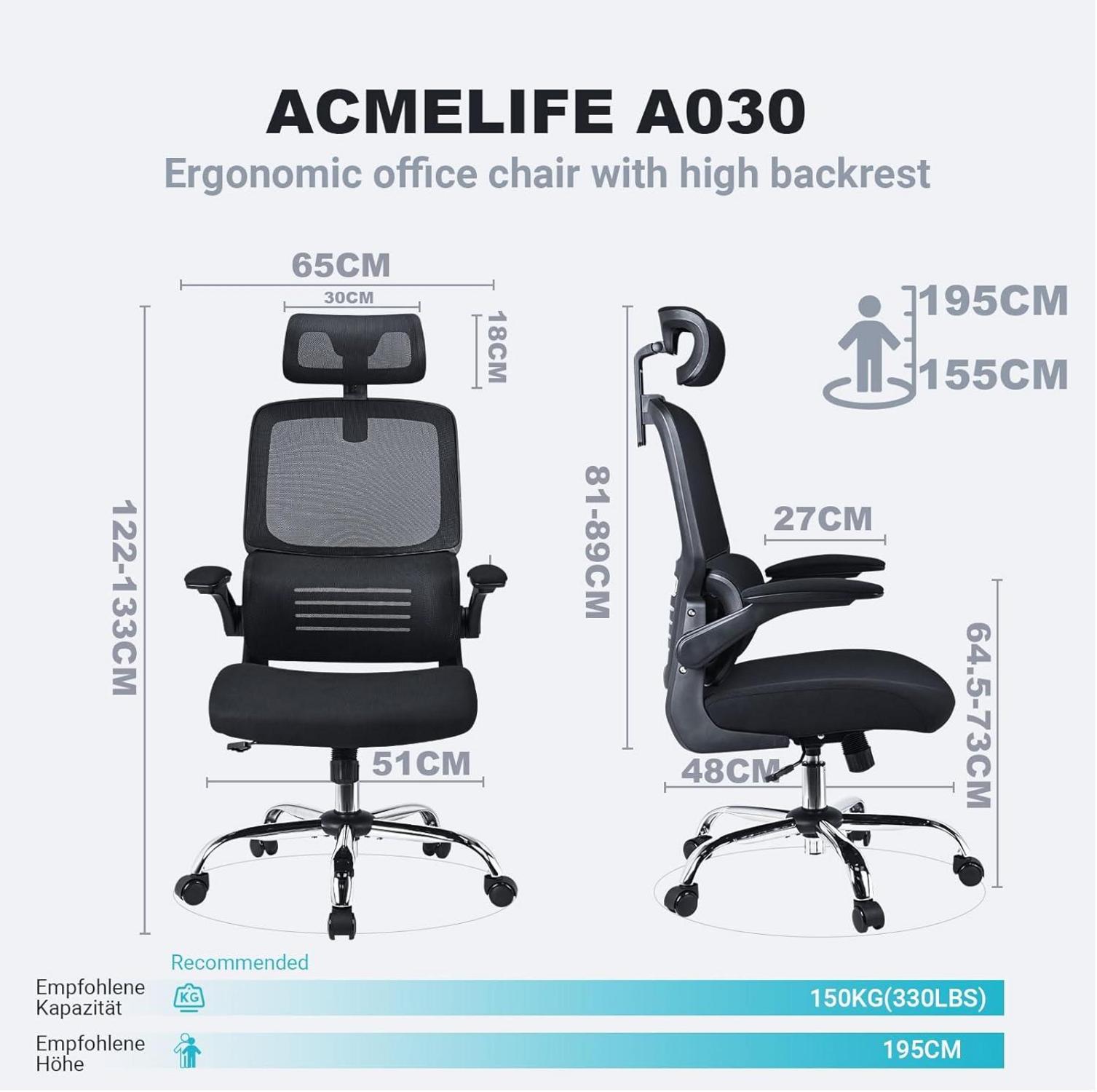 Ergonomischer Bürostuhl mit Lendenwirbelstütze und doppelter