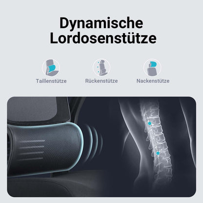 Ergonomischer Bürostuhl mit Lendenwirbelstützfunktion und doppelter Rückenlehne