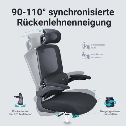 ACMELIFE Bürostuhl Ergonomisch Lendenwirbelstütze 10cm Sitzkissen Lordosestütze