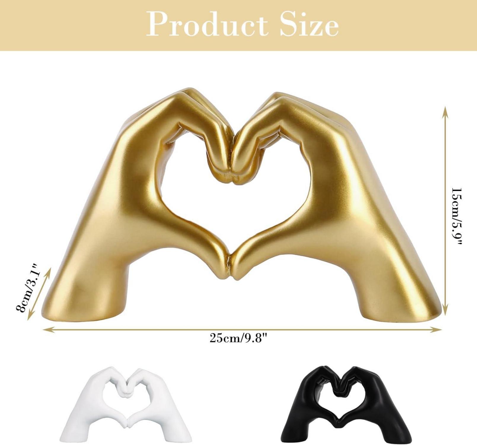 Goldene Herzgesten-Skulptur Harz Dekoration romantisch Wohnzimmer Büro