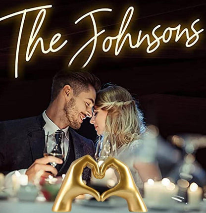 Goldene Herzgesten Skulptur Liebe Finger Statue Harz Dekoration