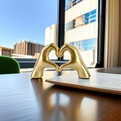 Goldene Herzgesten Skulptur Liebe Finger Statue Harz Dekoration