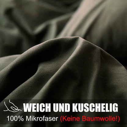 Bettwäsche-Set Mikrofaser Olivergrün 220x240 cm bügelfrei