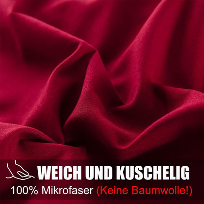 Soifox Mikrofaser Bettwäsche Set 200x220 Rot Bügelfrei