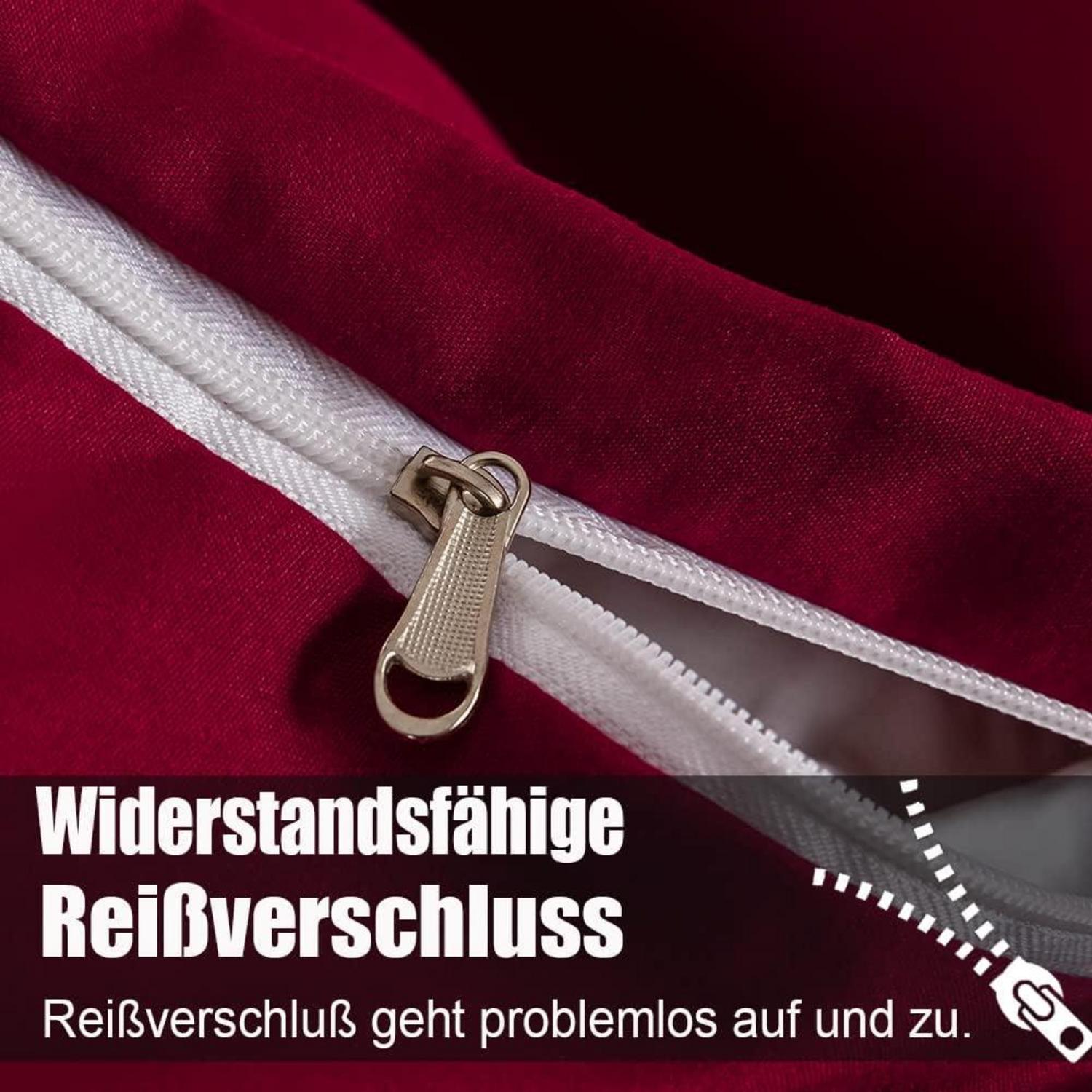 Bettwäsche Set 200x220 Rot weich bügelfrei knitterfrei 2er Set mit