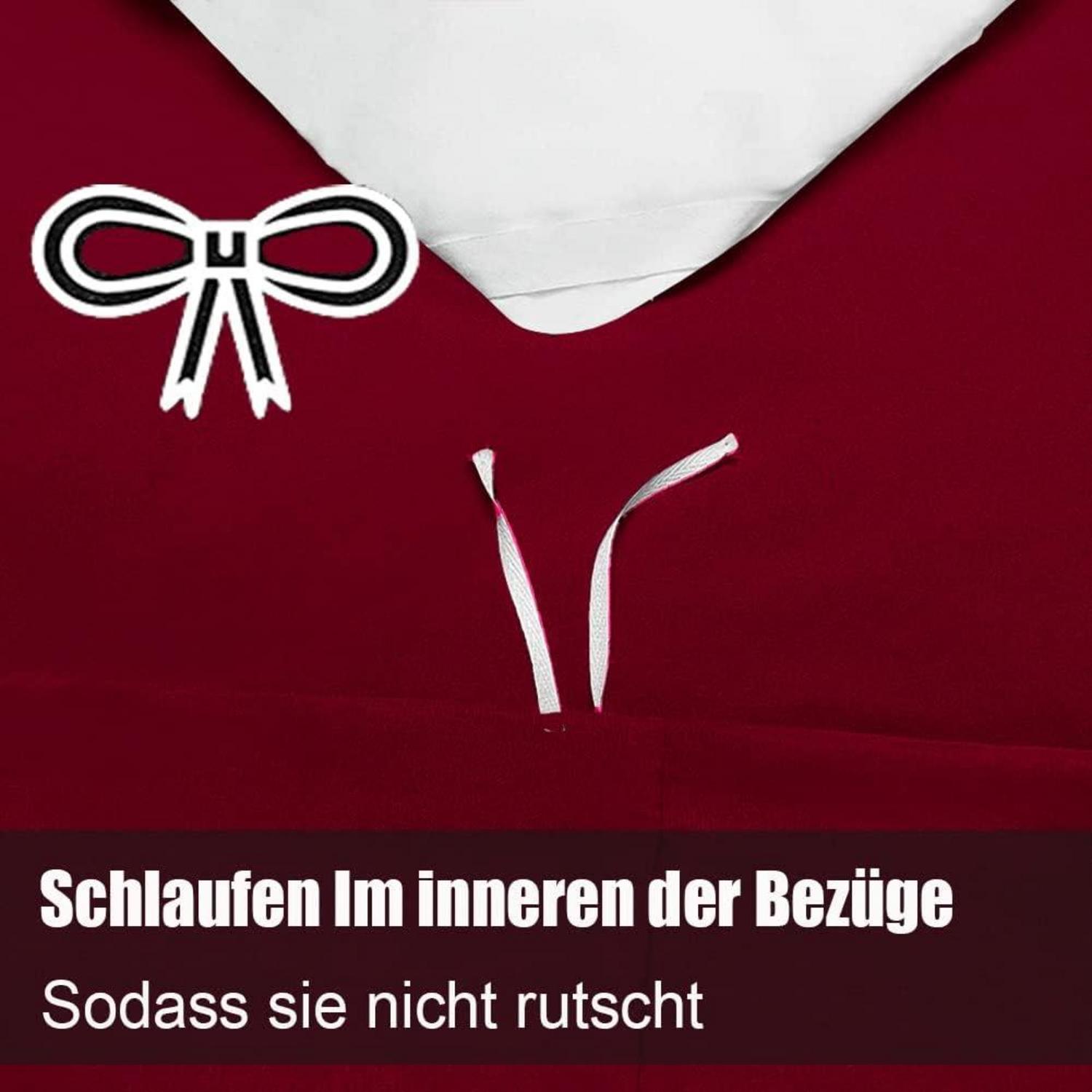 Soifox Bettwäsche 200x220 Rot Bügelfrei Knitterfrei 2er Set mit Kissenbezug