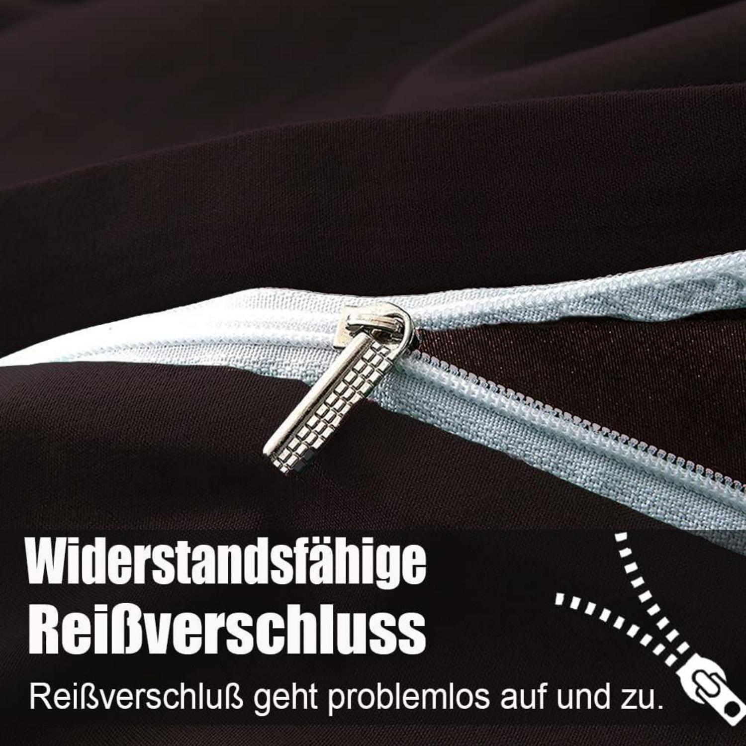 Soifox Bettwäsche Braun Mikrofaser 220x240 2er Set 80x80cm