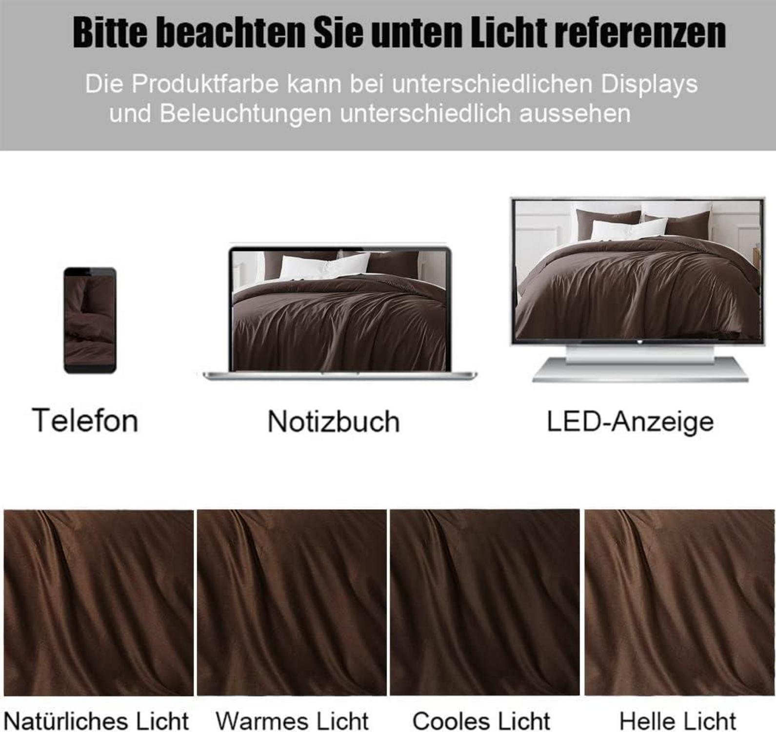 Bettwäsche Set 220x240 Braun Mikrofaser Kissenbezug 80x80 cm 2er Set