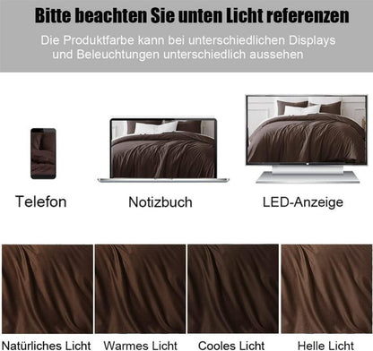 Bettwäsche Set 220x240 Braun Mikrofaser Kissenbezug 80x80 cm 2er Set
