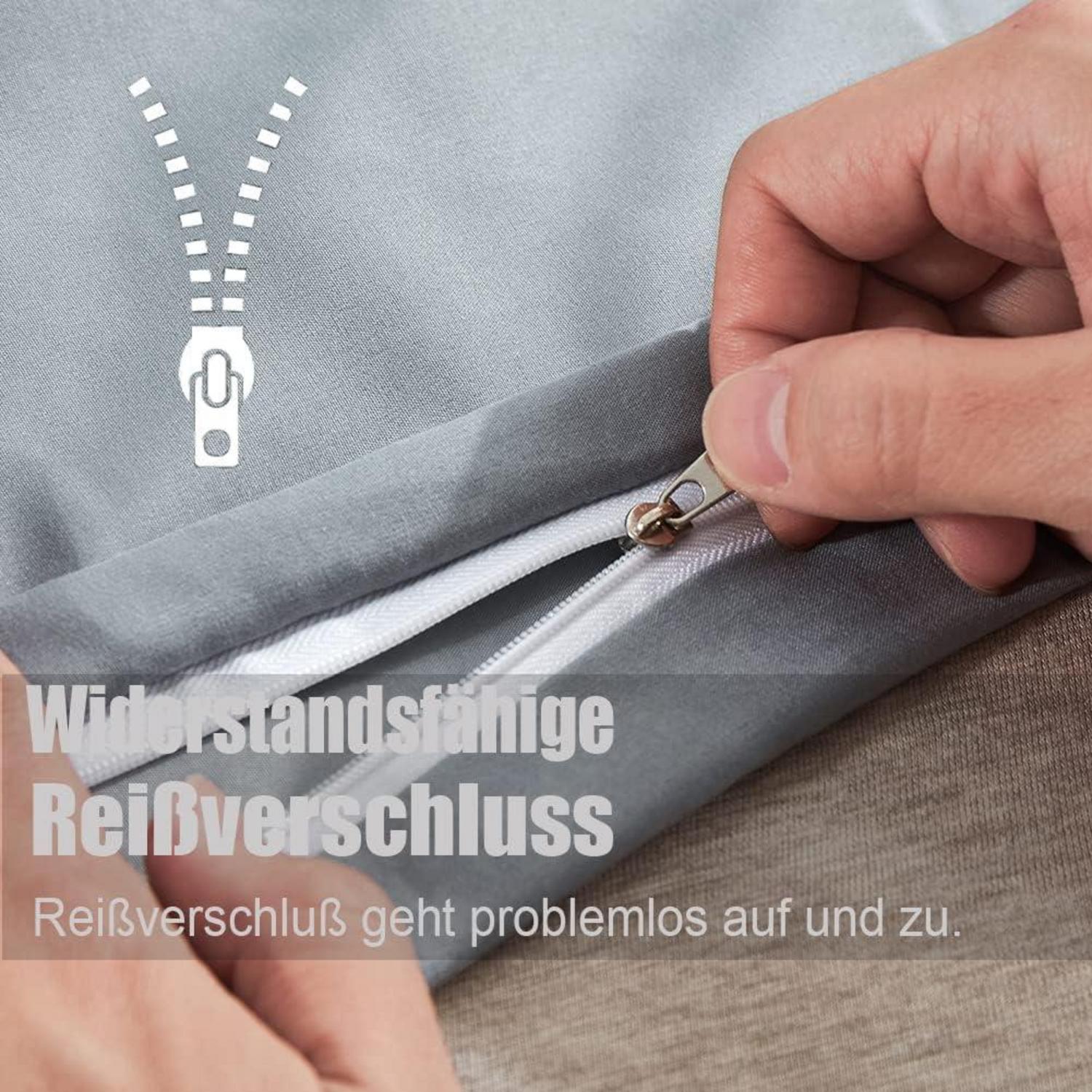 Hochwertige Graue Mikrofaser Bettwäsche 140x200 Set mit Reißverschluss