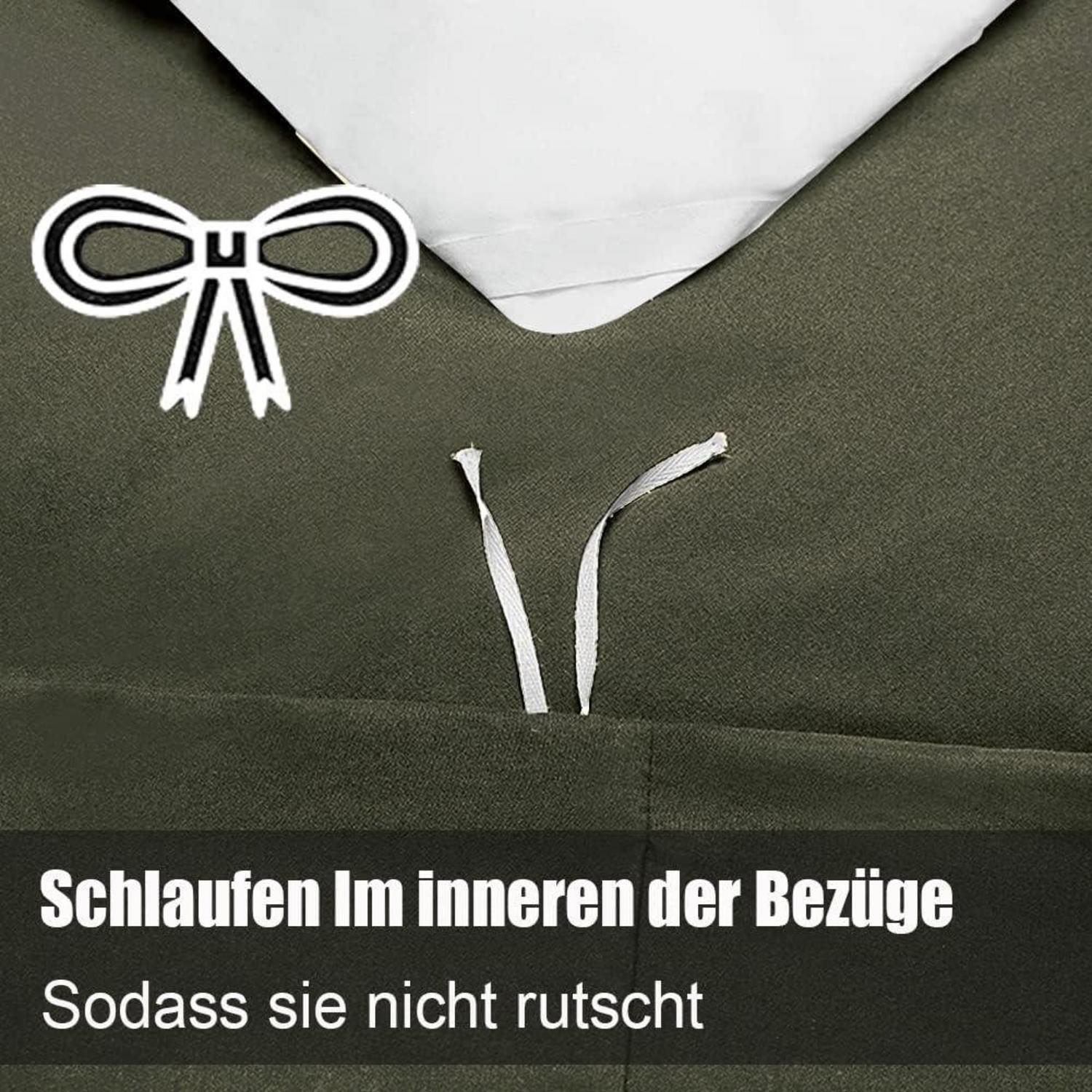 Soifox Bettwäsche 200x220 Olivergrün weich bügelfrei knitterfrei 2er Set mit Reißverschluss