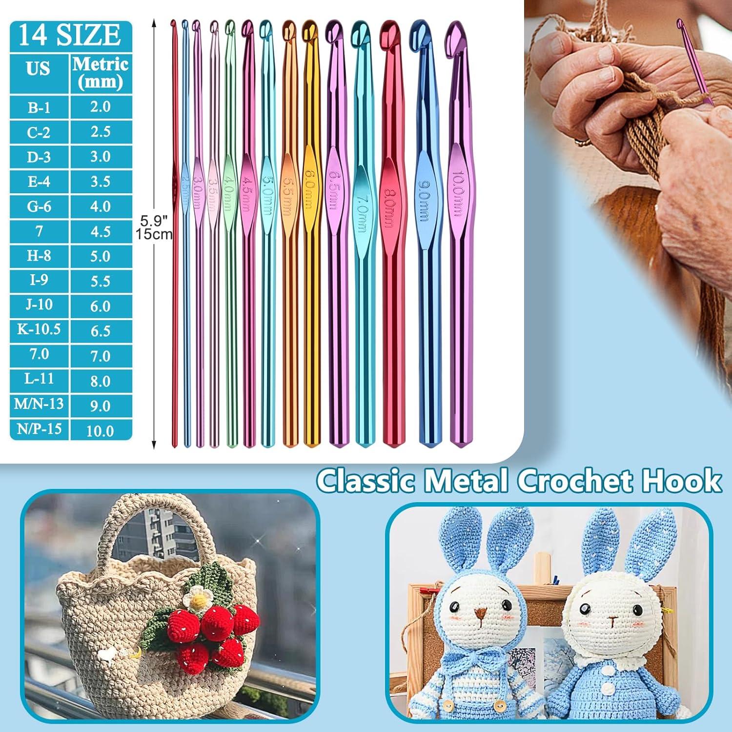 Häkelnadel Set für Anfänger mit 12 Garn, Häkeltasche und Zubehör