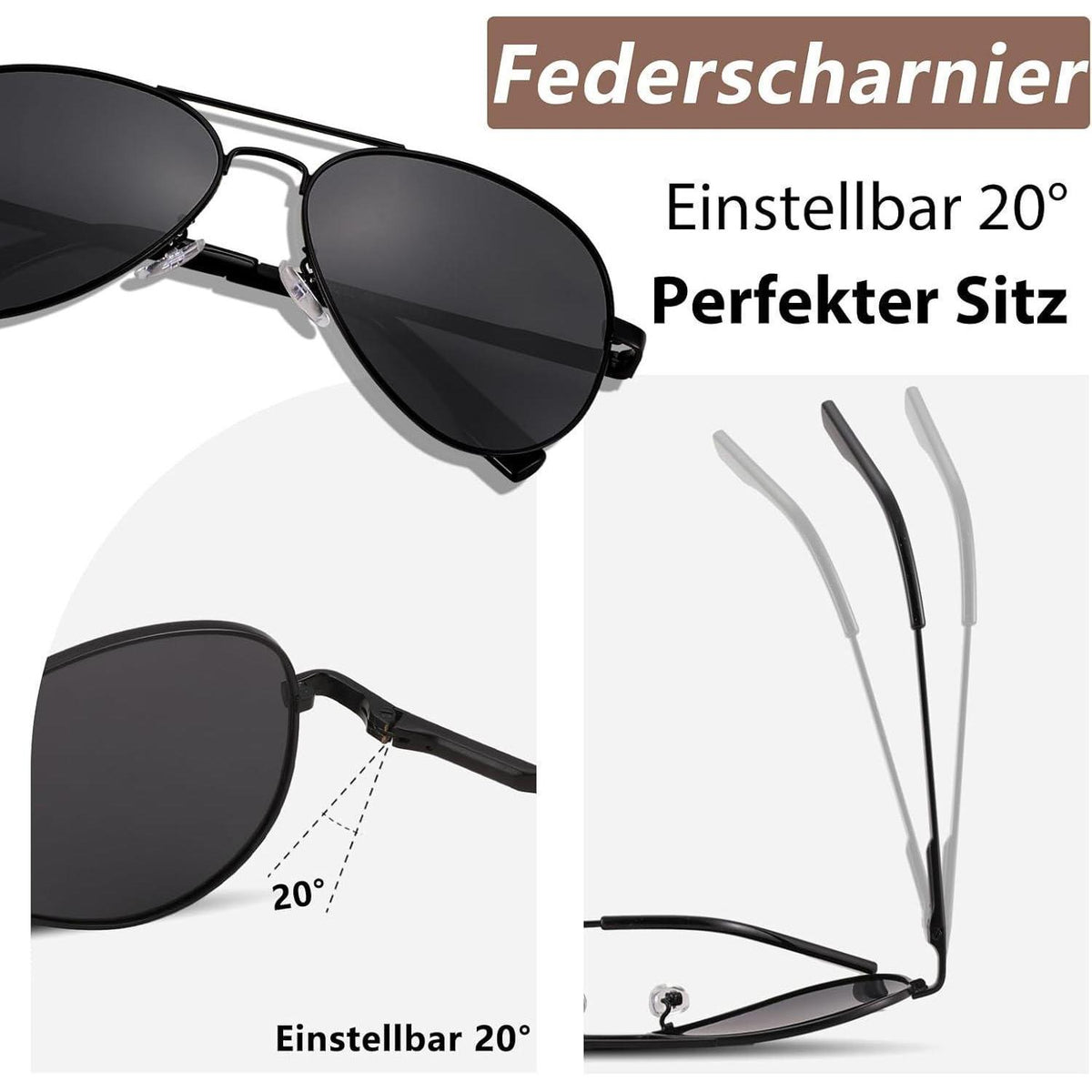 Polarisierte Pilotenbrille mit UV400 Schutz – Herren & Damen
