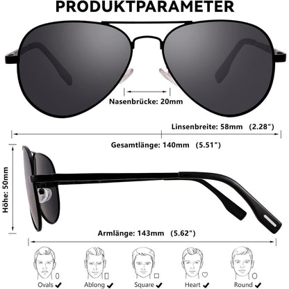 Polarisierte Pilotenbrille mit UV400 Schutz – Herren & Damen