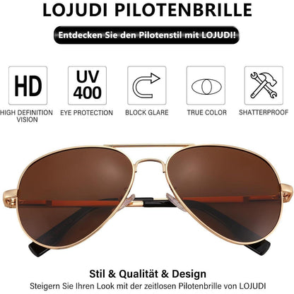 Pilotenbrille polarisiert mit UV400 Schutz – Verstellbares Federscharnier