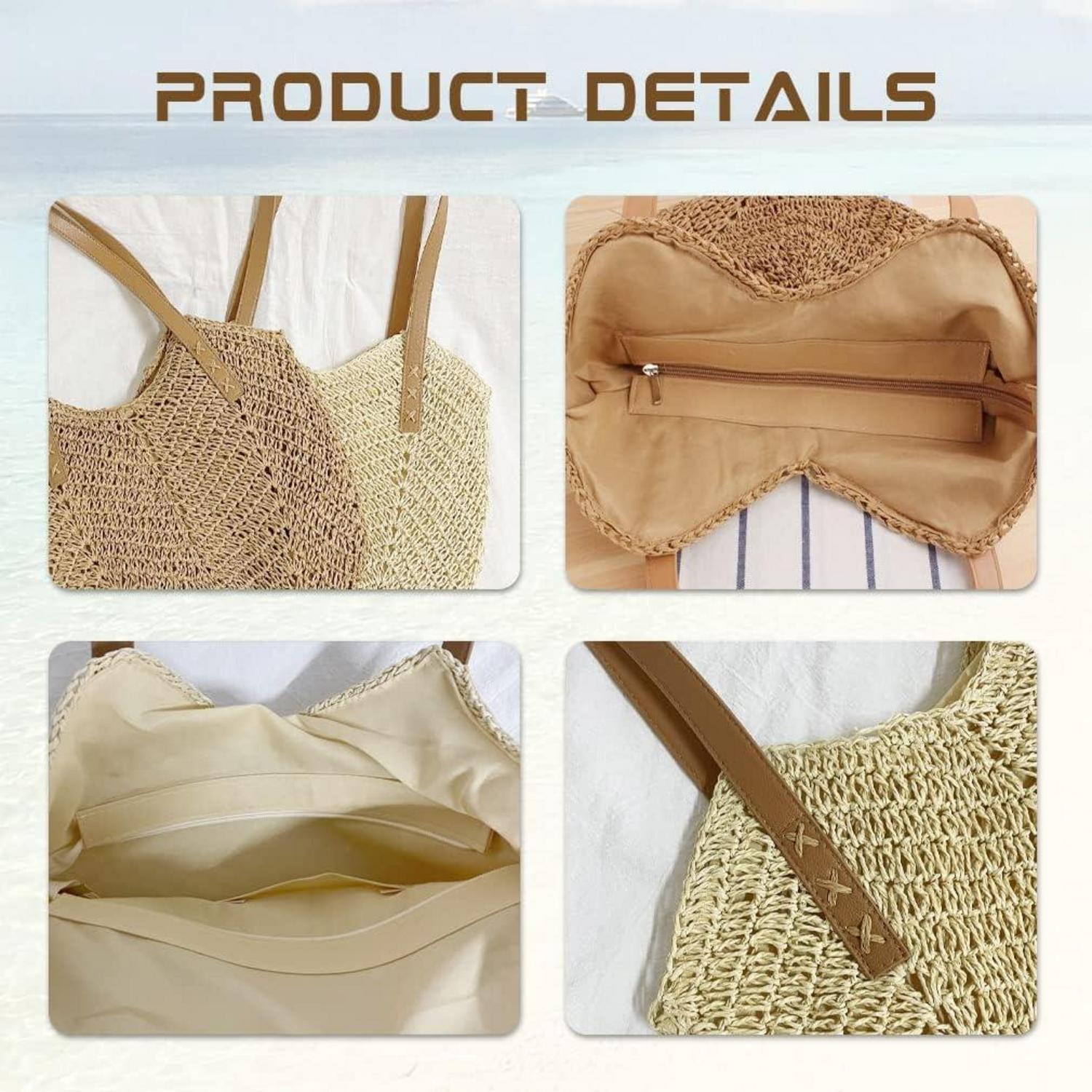 Stroh Handtasche Damen Sommer Umhängetasche Groß Strand Urlaub