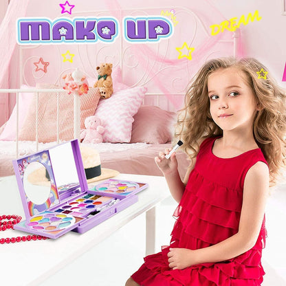 Tomons Schminkkoffer Mädchen Set waschbar Geschenk ab 4-12 Jahren Glitzersteine Lila