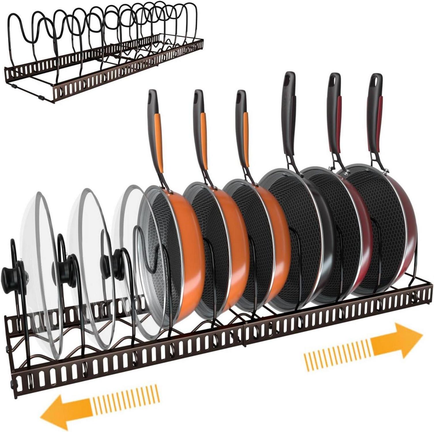 Topfdeckelhalter mit 10 verstellbaren Fächern und U-Slot-Design