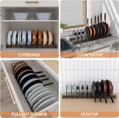 Topfdeckelhalter mit verstellbaren Fächern und U-Slot Design - Braun